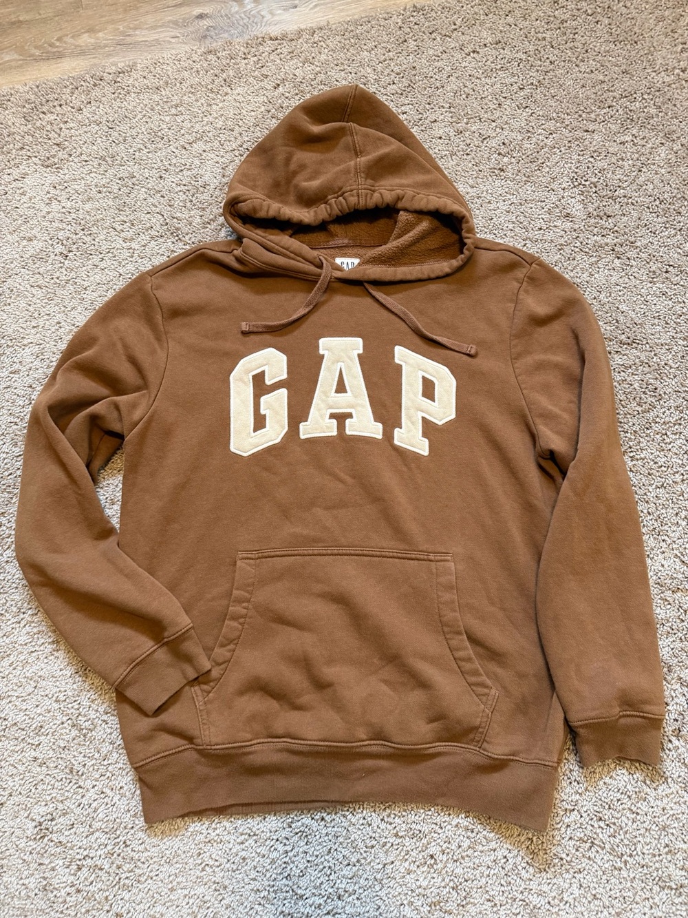 GAP Brown Pullover Hoodie with Cream Logo